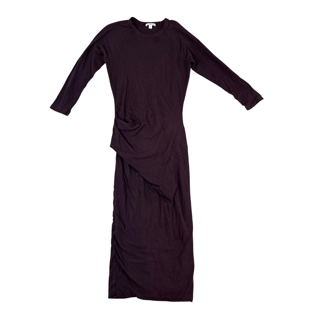 Standard James Perse Purple Long Sleeve Ruched Midi Dress WJL6843 Size 2